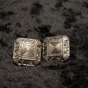 Intricate Silver Square Earrings